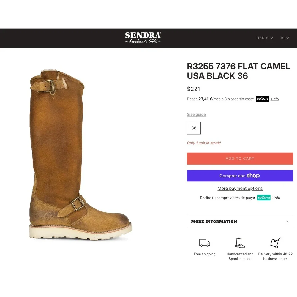 Sendra Women's Knee High Boots US Sz 10 EU Sz 41 Tan Suede Buckles Rubber $250